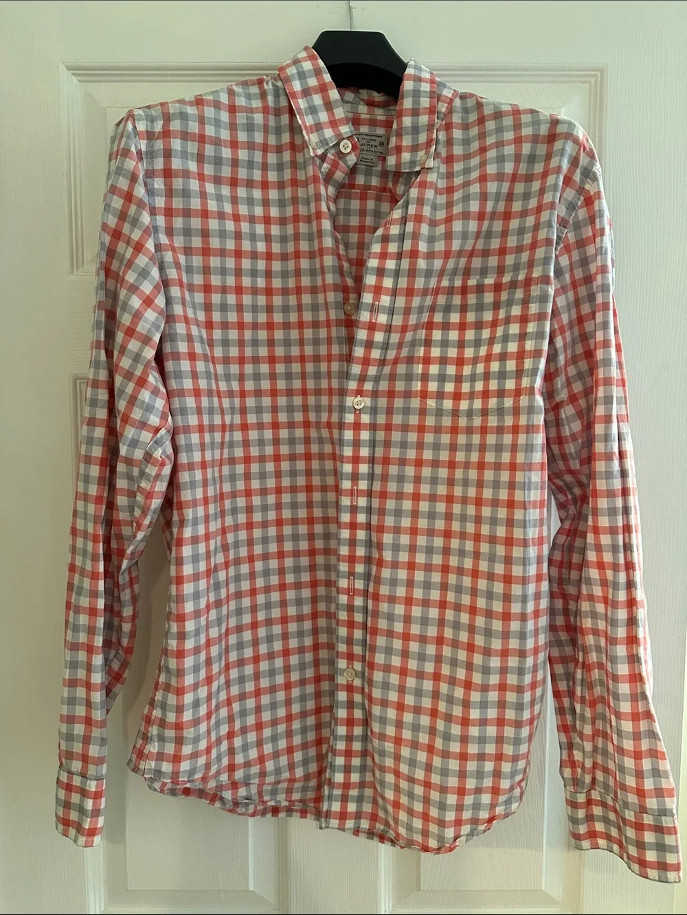 J. Crew Red and White Plaid Button-Down Shirt